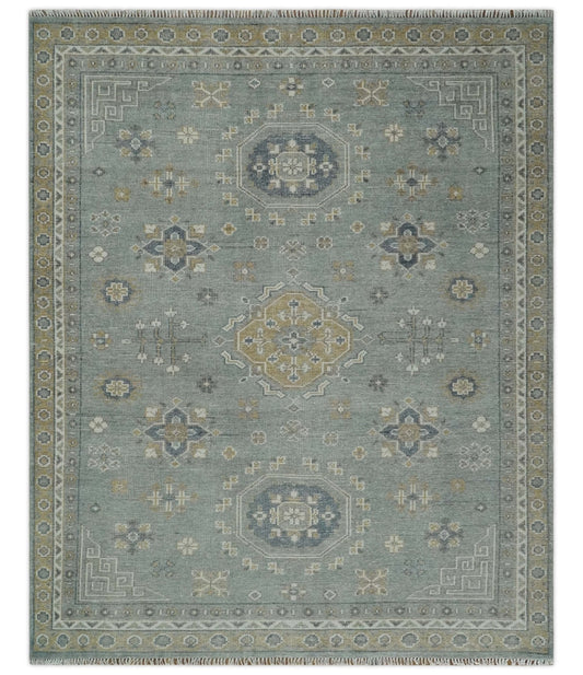 Custom Made Silver, Beige and Charcoal Traditional Hand knotted Mamluk design wool Area Rug.
