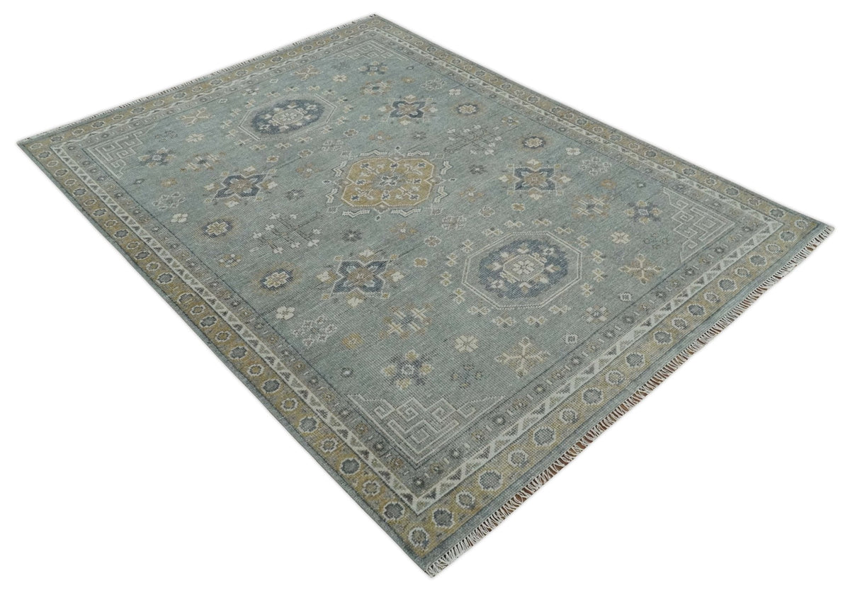 Custom Made Silver, Beige and Charcoal Traditional Hand knotted Mamluk design wool Area Rug.