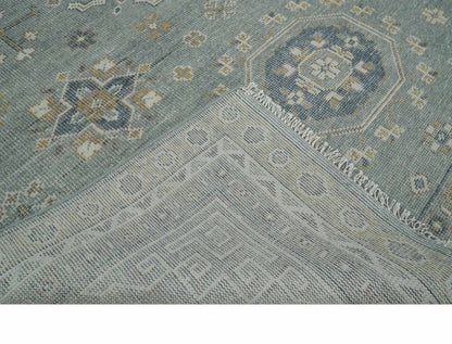 Custom Made Silver, Beige and Charcoal Traditional Hand knotted Mamluk design wool Area Rug.