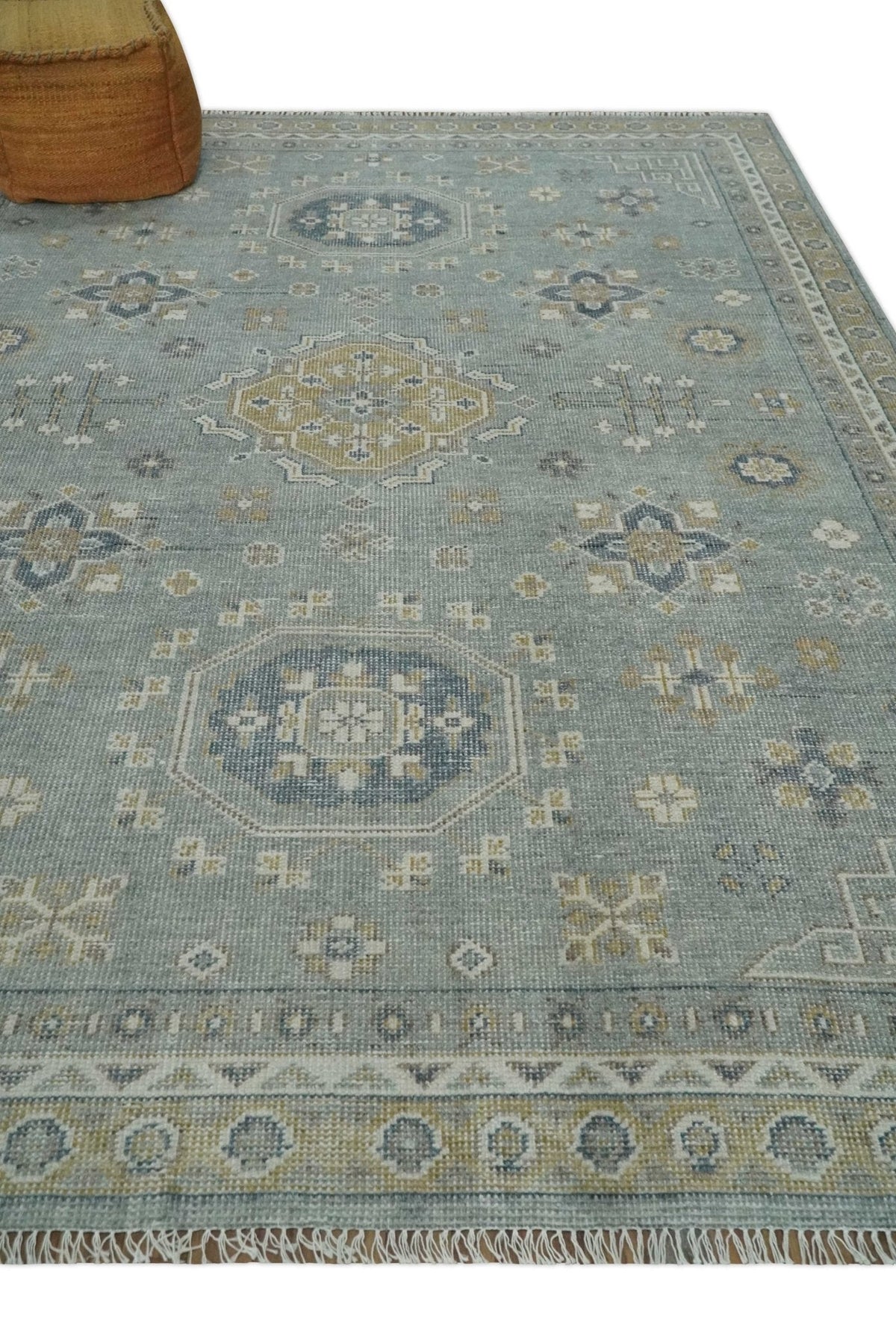 Custom Made Silver, Beige and Charcoal Traditional Hand knotted Mamluk design wool Area Rug.