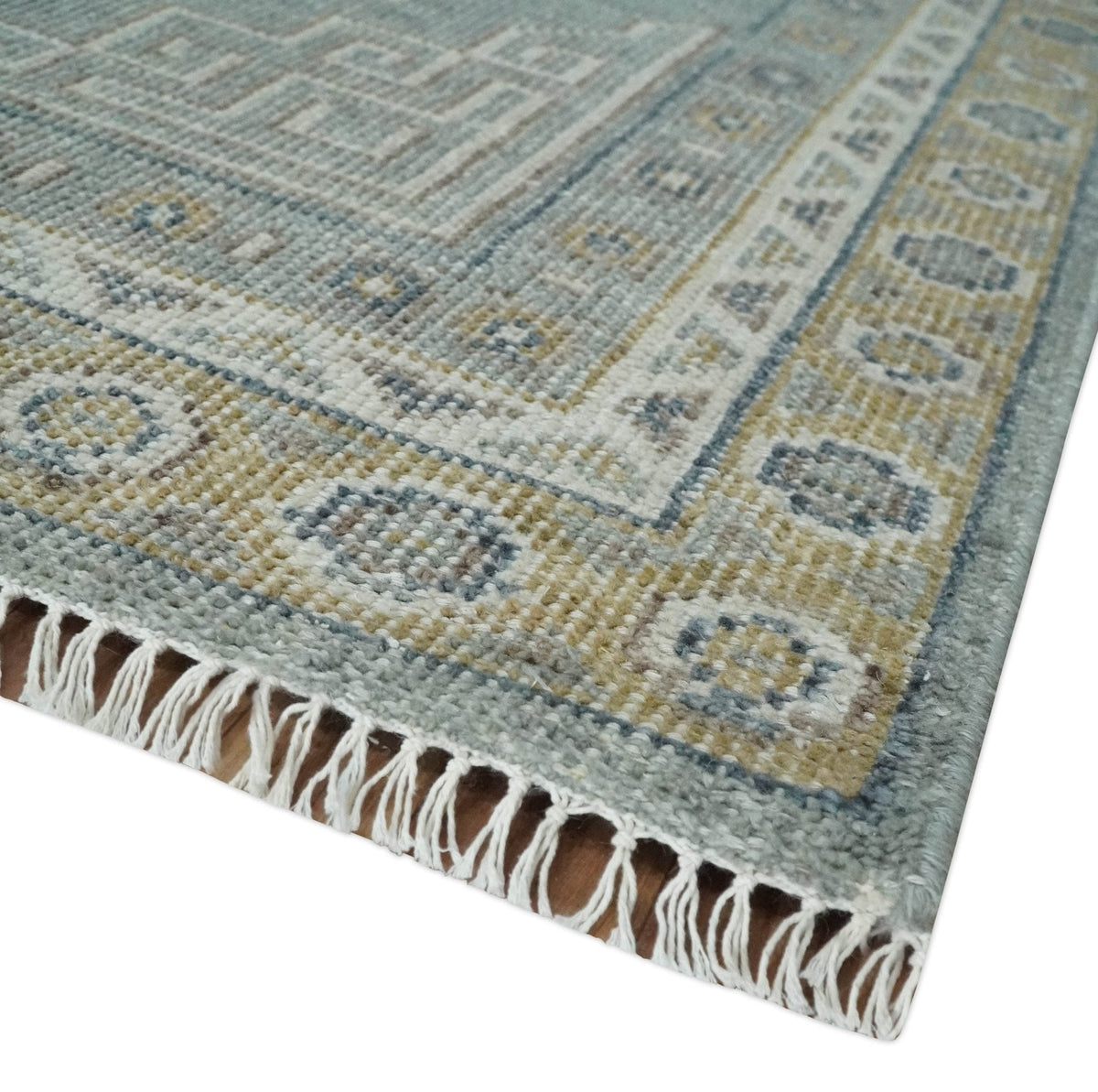 Custom Made Silver, Beige and Charcoal Traditional Hand knotted Mamluk design wool Area Rug.