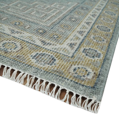 Custom Made Silver, Beige and Charcoal Traditional Hand knotted Mamluk design wool Area Rug.
