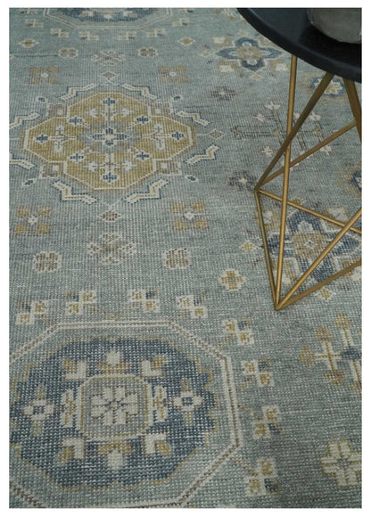 Custom Made Silver, Beige and Charcoal Traditional Hand knotted Mamluk design wool Area Rug.