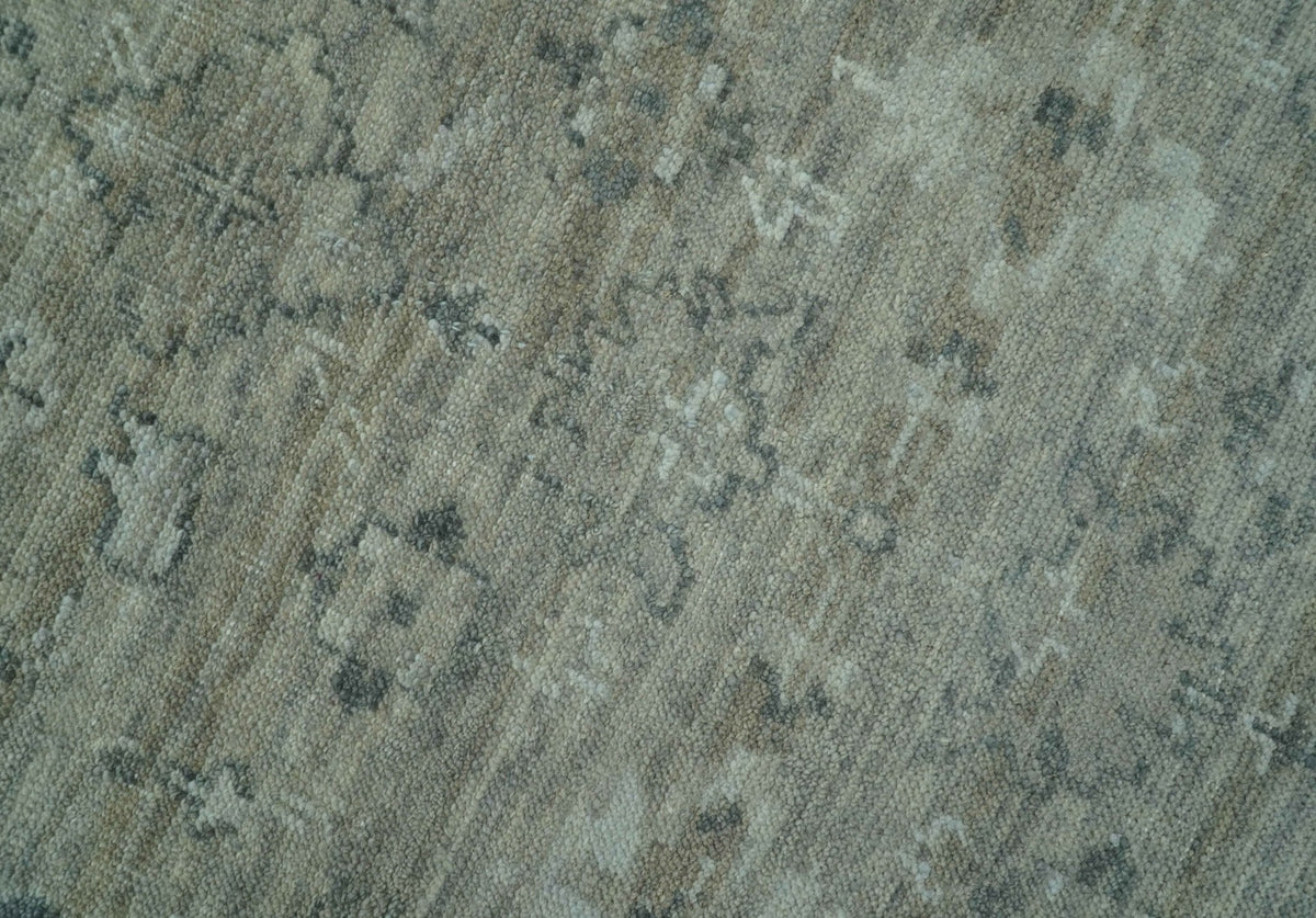 Custom Made Silver Brown Traditional Transitional Hand Knotted Wool Rug.