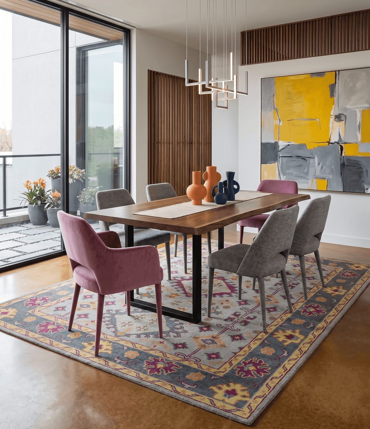 Custom Made Silver, Charcoal and Purple Traditional Oriental Hand Knotted wool Rug.