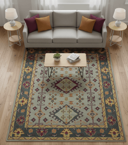 Custom Made Silver, Charcoal and Purple Traditional Oriental Hand Knotted wool Rug.