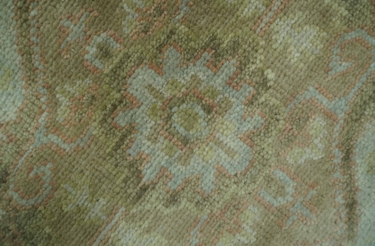 Dune Custom Made Silver, Olive and Peach Hand Knotted Traditional wool Rug.
