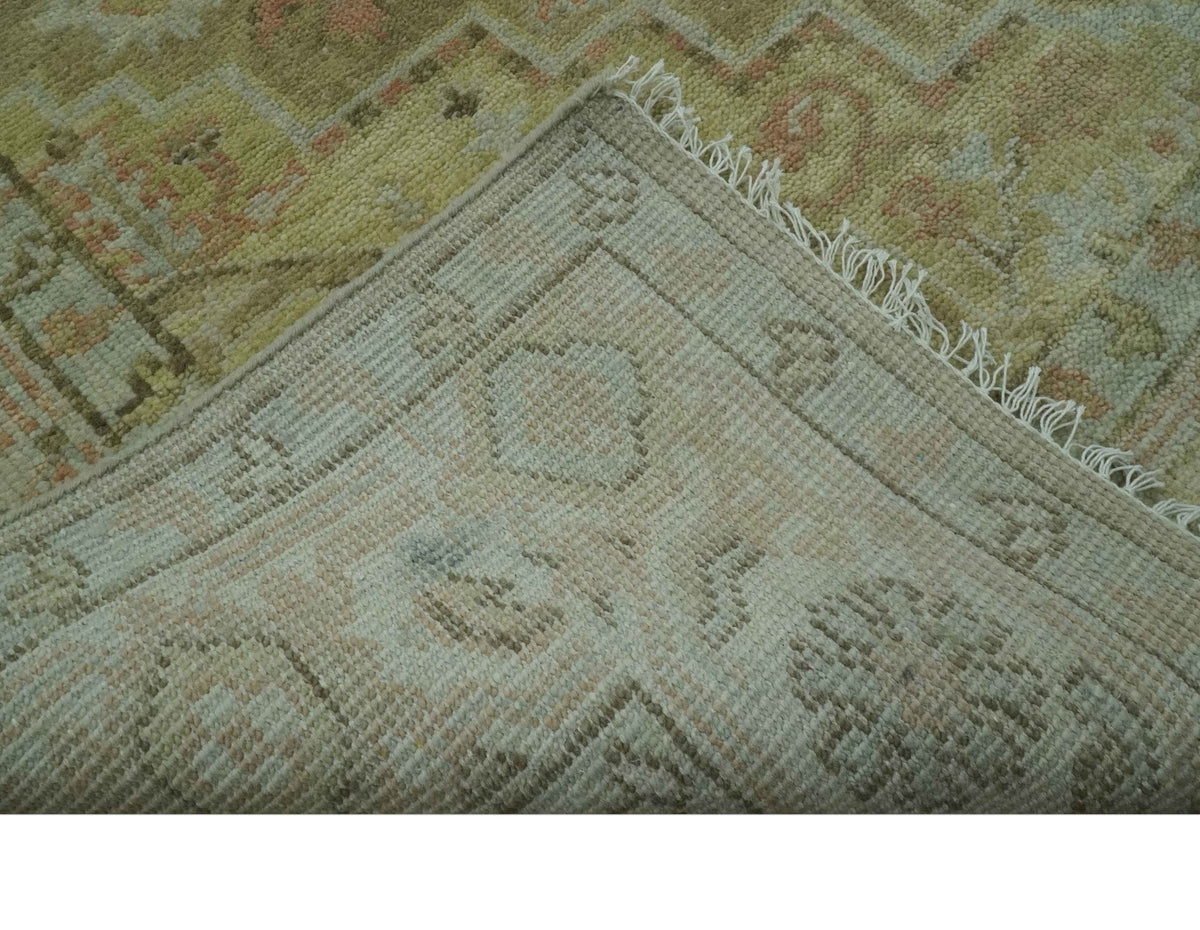 Dune Custom Made Silver, Olive and Peach Hand Knotted Traditional wool Rug.