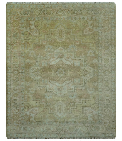 Dune Custom Made Silver, Olive and Peach Hand Knotted Traditional wool Rug.
