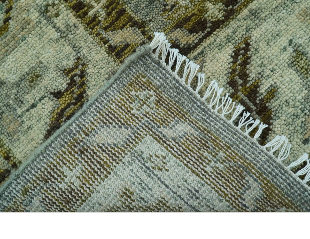 Custom Made Silver Traditional Heriz Design Hand Knotted wool area rug.