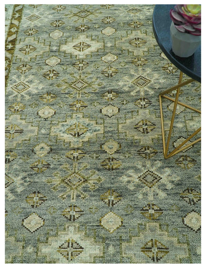 Custom Made Silver Traditional Heriz Design Hand Knotted wool area rug.
