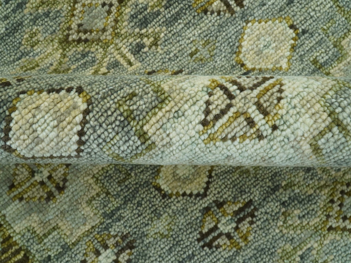 Custom Made Silver Traditional Heriz Design Hand Knotted wool area rug.