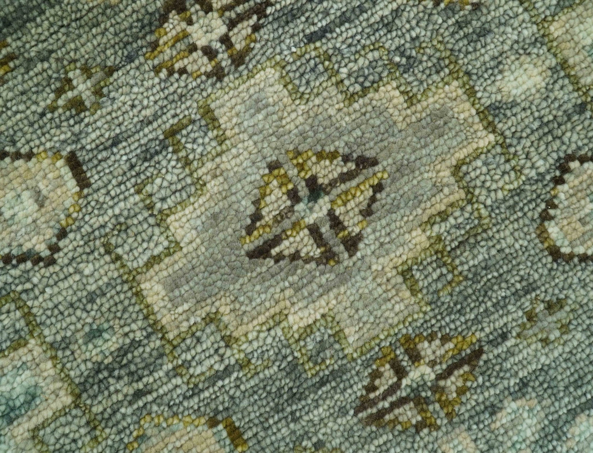 Custom Made Silver Traditional Heriz Design Hand Knotted wool area rug.