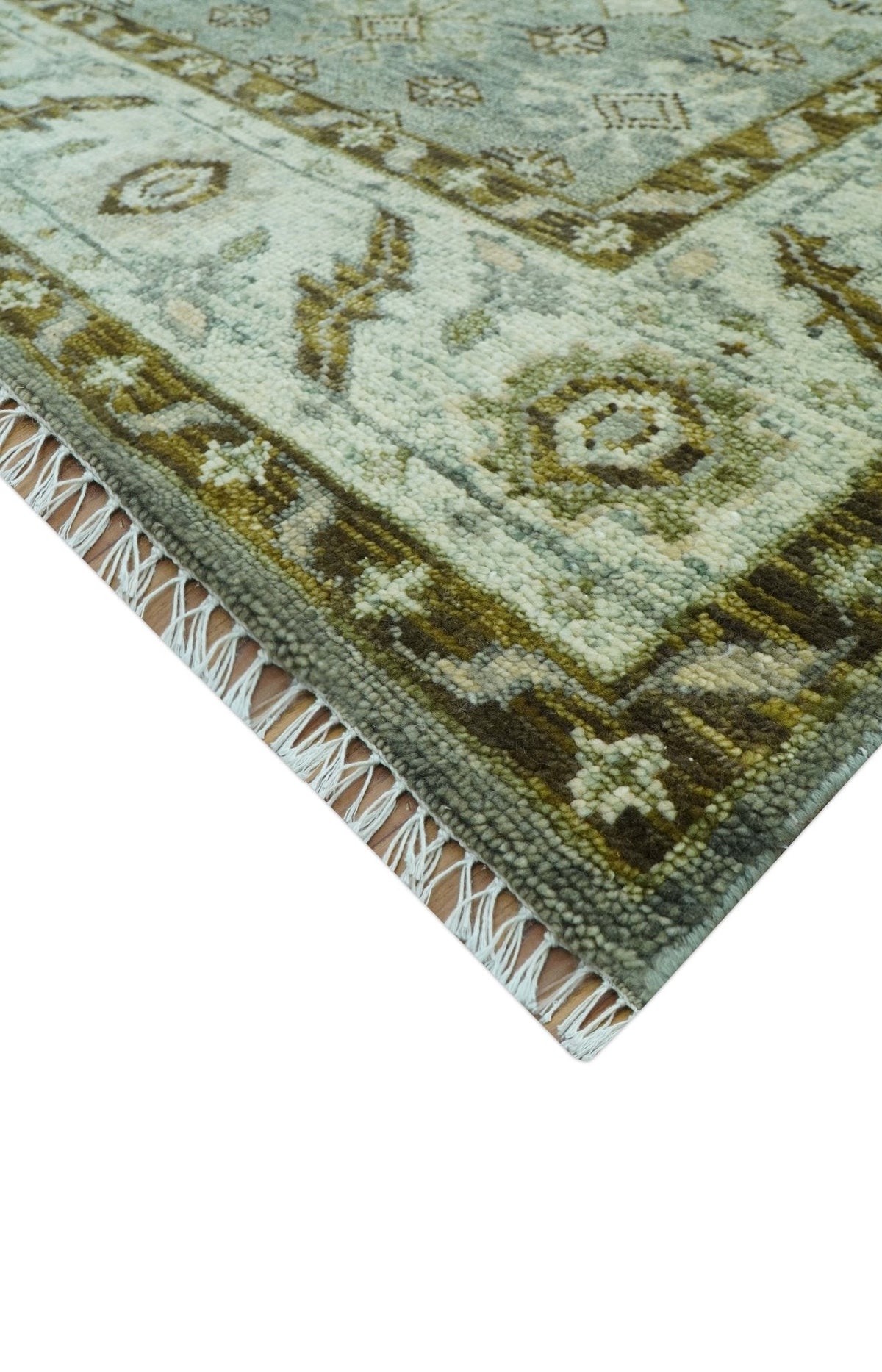 Custom Made Silver Traditional Heriz Design Hand Knotted wool area rug.