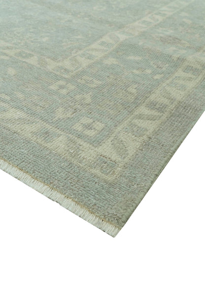 Custom Made Silver Traditional Silver Hand Knotted Wool Rug.