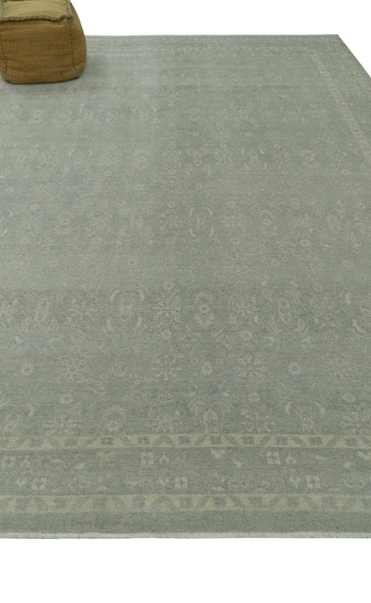 Custom Made Silver Traditional Silver Hand Knotted Wool Rug.