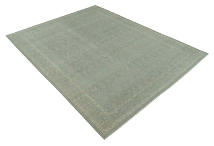 Custom Made Silver Traditional Silver Hand Knotted Wool Rug.