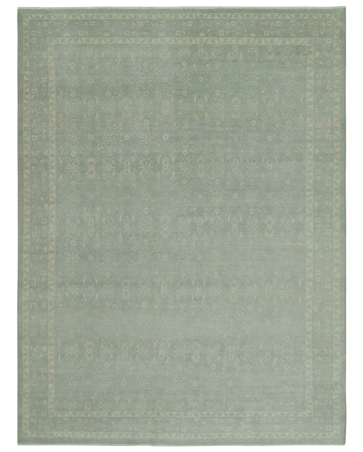Custom Made Silver Traditional Silver Hand Knotted Wool Rug.