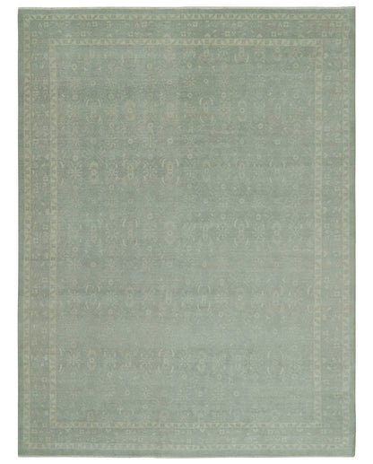 Custom Made Silver Traditional Silver Hand Knotted Wool Rug.