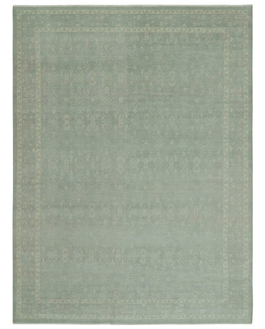 Custom Made Silver Traditional Silver Hand Knotted Wool Rug.