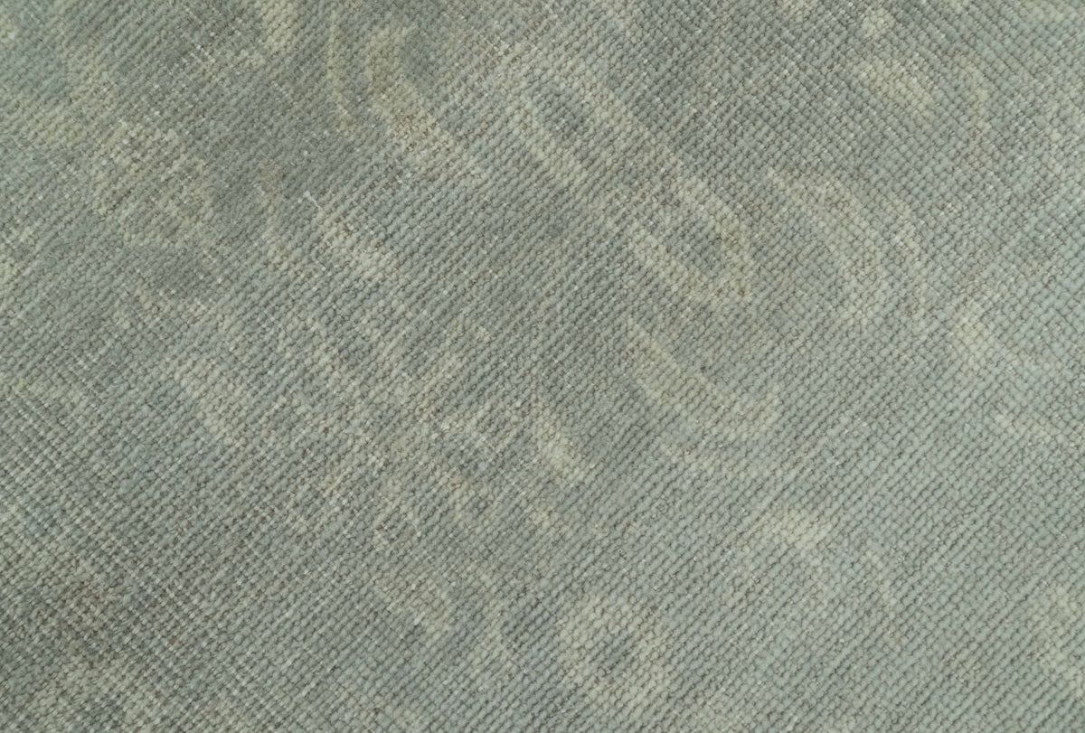 Custom Made Silver Traditional Silver Hand Knotted Wool Rug.