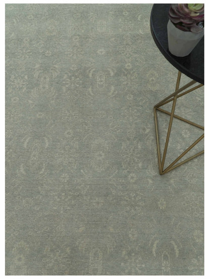 Custom Made Silver Traditional Silver Hand Knotted Wool Rug.