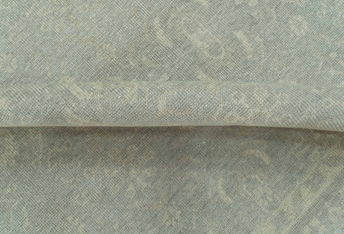 Custom Made Silver Traditional Silver Hand Knotted Wool Rug.