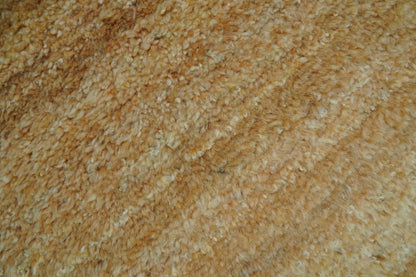 Custom Made Solid Design Camel Hand Knotted Wool Area Rug.