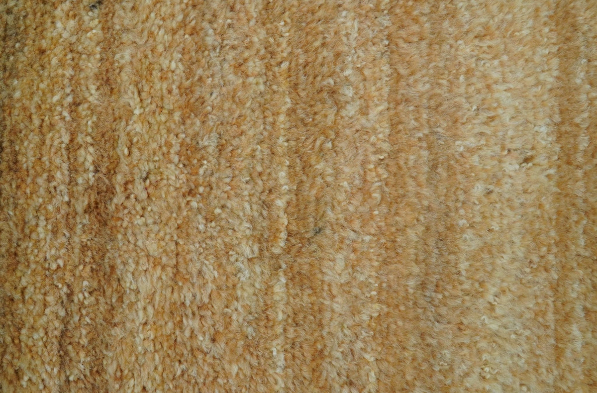 Custom Made Solid Design Camel Hand Knotted Wool Area Rug.