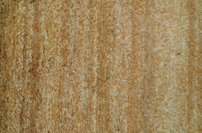 Custom Made Solid Design Camel Hand Knotted Wool Area Rug.