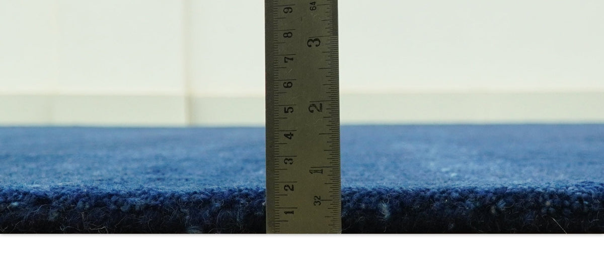 Custom Made Solid Modern Blue Hand Tufted thick Wool Area Rug.