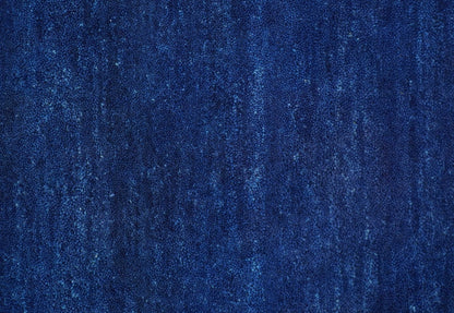 Custom Made Solid Modern Blue Hand Tufted thick Wool Area Rug.