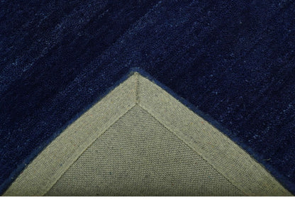 Custom Made Solid Modern Blue Hand Tufted thick Wool Area Rug.