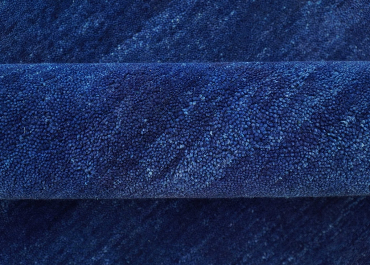 Custom Made Solid Modern Blue Hand Tufted thick Wool Area Rug.