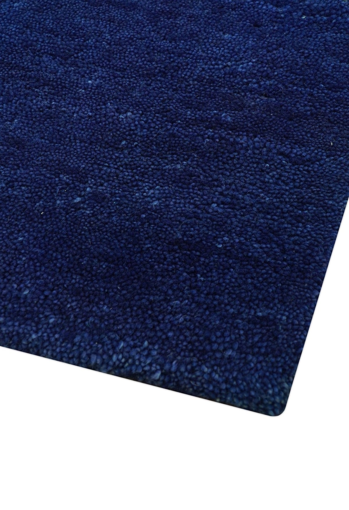 Custom Made Solid Modern Blue Hand Tufted thick Wool Area Rug.