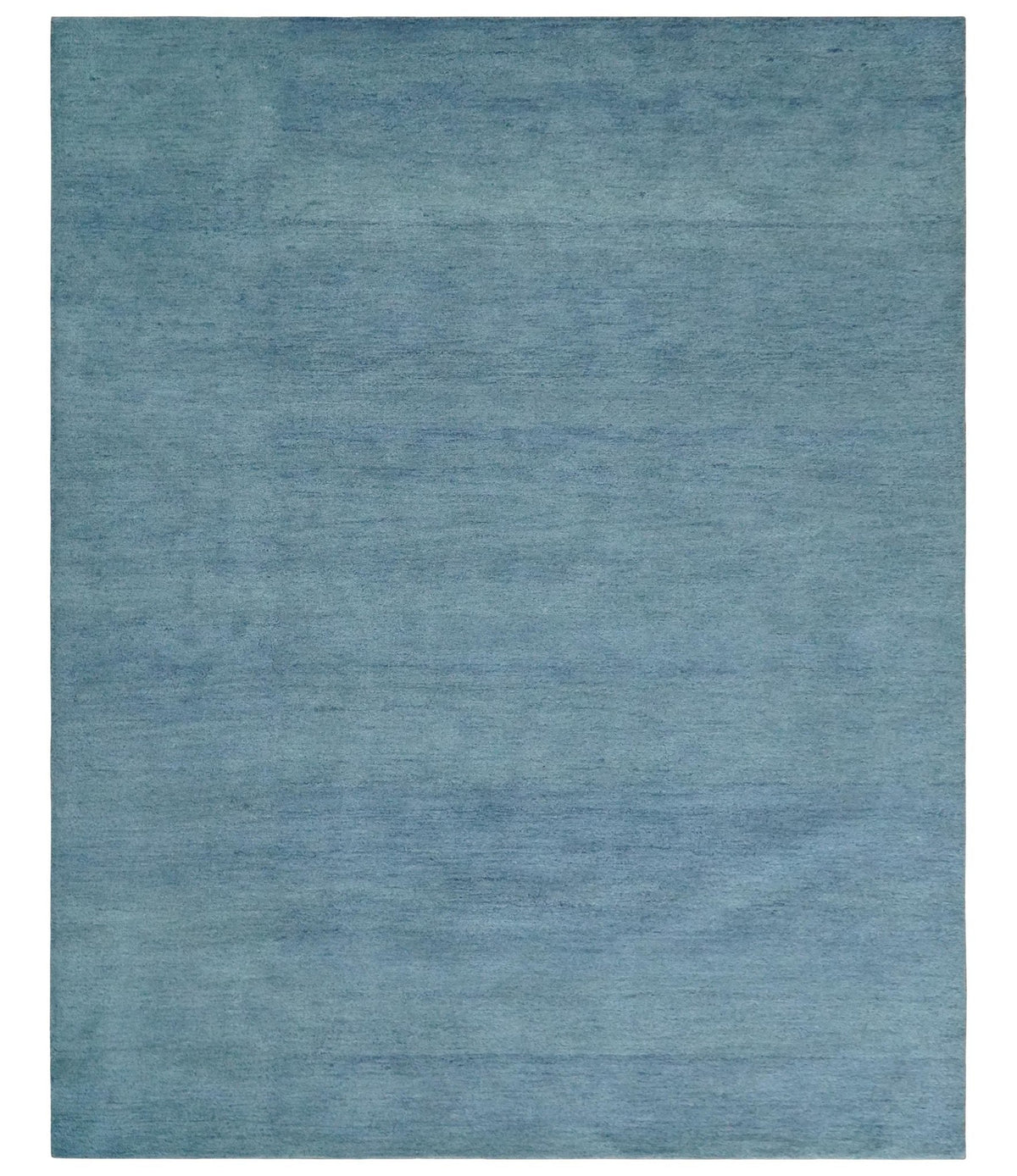 Custom Made Solid Plane Light Blue Woolen Hand Tufted wool area Rug.