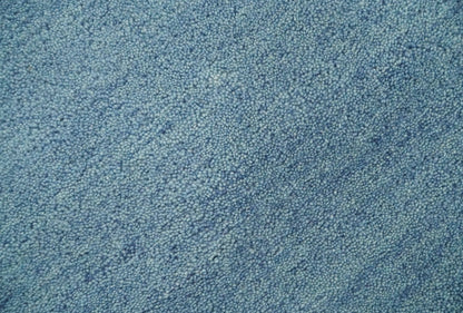 Custom Made Solid Plane Light Blue Woolen Hand Tufted wool area Rug.