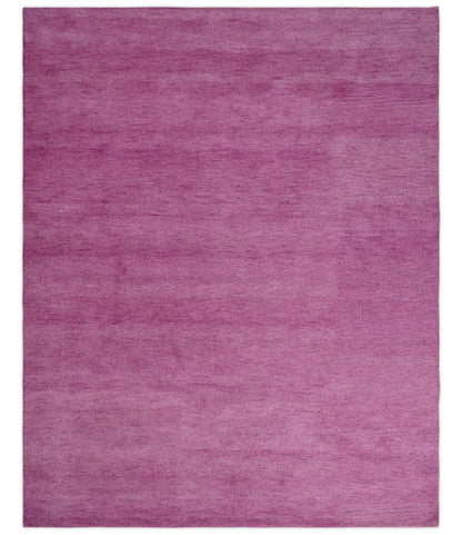 Custom made Solid Plane Orchid Woolen Hand Tufted Multi Size wool area Rug.
