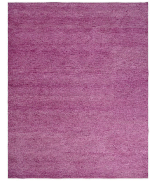 Custom made Solid Plane Orchid Woolen Hand Tufted Multi Size wool area Rug.