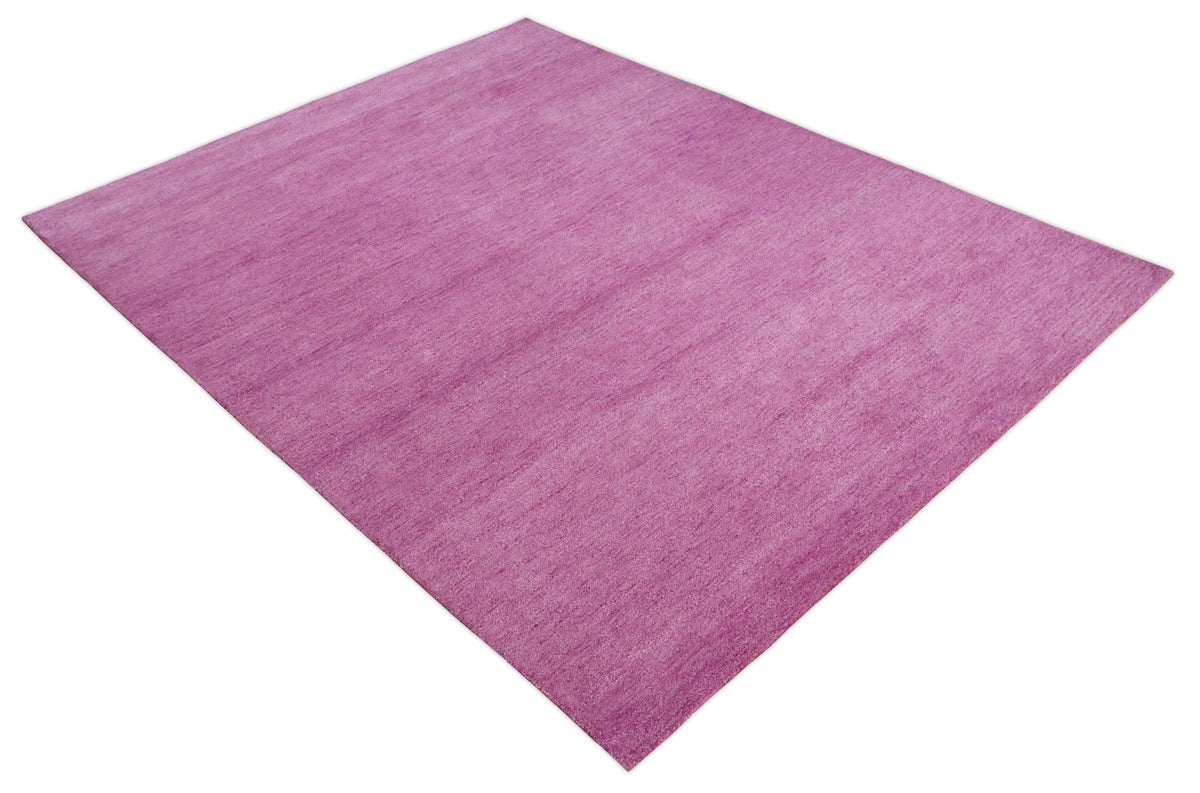 Custom made Solid Plane Orchid Woolen Hand Tufted Multi Size wool area Rug.