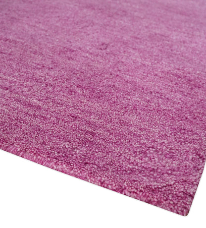 Custom made Solid Plane Orchid Woolen Hand Tufted Multi Size wool area Rug.