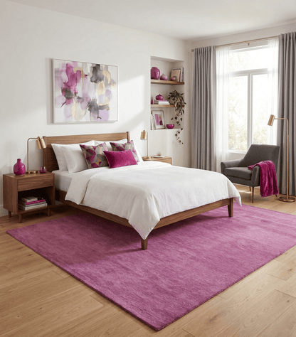 Custom made Solid Plane Orchid Woolen Hand Tufted Multi Size wool area Rug.