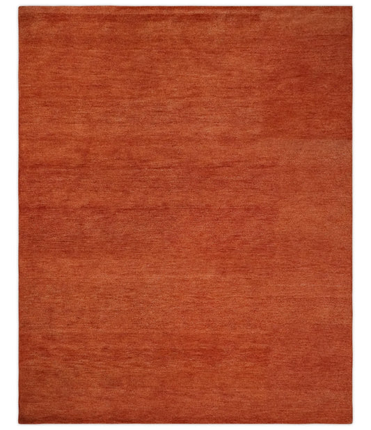 Custom Made Solid Plane Rust Woolen Hand Tufted Multi Size wool Rug.