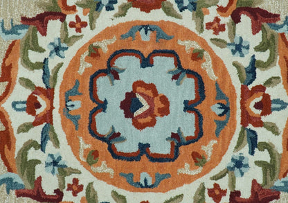 Custom Made Traditional Aubusson Design Beige And Brown Hand Tufted Wool Area Rug.