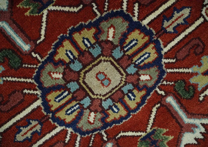 Custom Made Traditional Brown, Ivory and Blue Hand knotted Multi Size wool Area Rug.