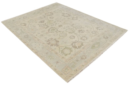 Custom Made Traditional Camel and Silver Antique Style Oushak Hand knotted Wool Area Rug.