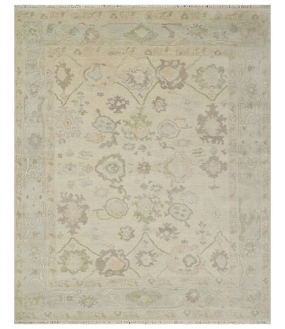 Custom Made Traditional Camel and Silver Antique Style Oushak Hand knotted Wool Area Rug.