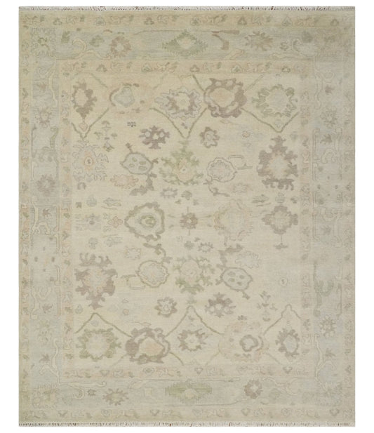Custom Made Traditional Camel and Silver Antique Style Oushak Hand knotted Wool Area Rug.