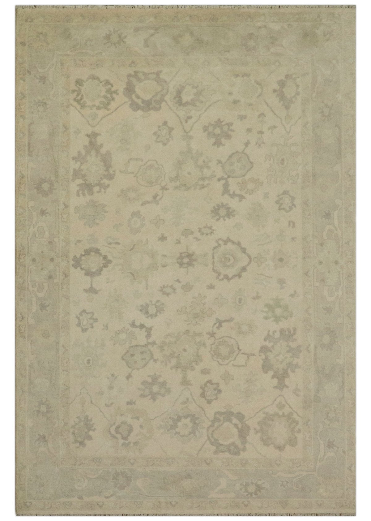 Custom Made Traditional Camel and Silver Antique Style Oushak Hand knotted Wool Area Rug.