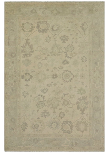 Custom Made Traditional Camel and Silver Antique Style Oushak Hand knotted Wool Area Rug.